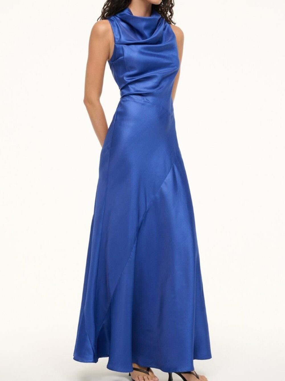 Staud Frida Gathered Silk Cowlneck Gown - Picture 1 of 2